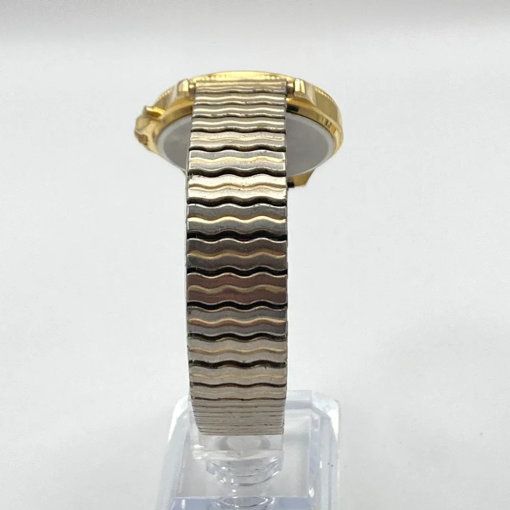 Vintage Aqualite Men's Watch 36mm Gold Tone Backlight Stretch Band New Battery